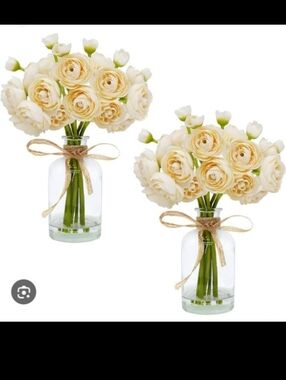 2‑Piece Faux Silk Flower Vase Set
